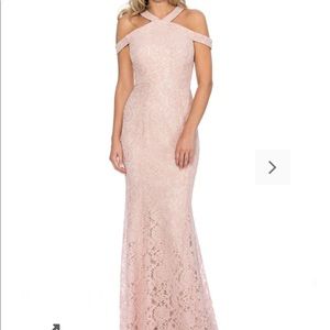 Blush pink lace dress